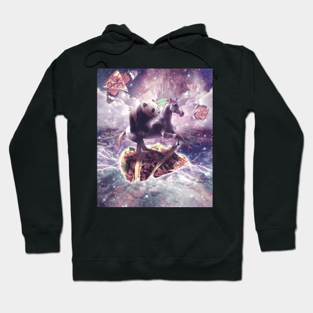 Space Panda Riding Unicorn - Pizza & Taco Hoodie by Random Galaxy